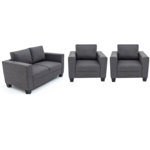 Victoria Fabric 3 Piece Suite (2 Seater + 2 Armchairs) Grey