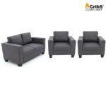 Crib 5 Victoria Fabric 3 Piece Suite (2 Seater + 2 Armchairs) Grey