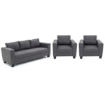 Victoria Fabric 3 Piece Suite (3 Seater + 2 Armchairs) Grey
