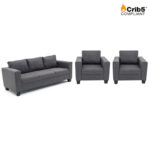Crib 5 Victoria Fabric 3 Piece Suite (3 Seater + 2 Armchairs) Grey